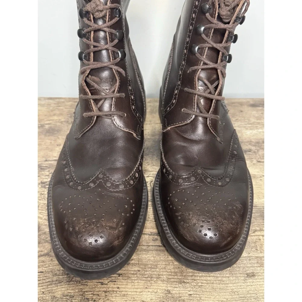 Banana Republic Men's Oxford, Wingtip, Brown Leather Boots-11.5